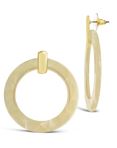 Sterling Forever 1.25" Circle Resin Stud Drops In Yellow
