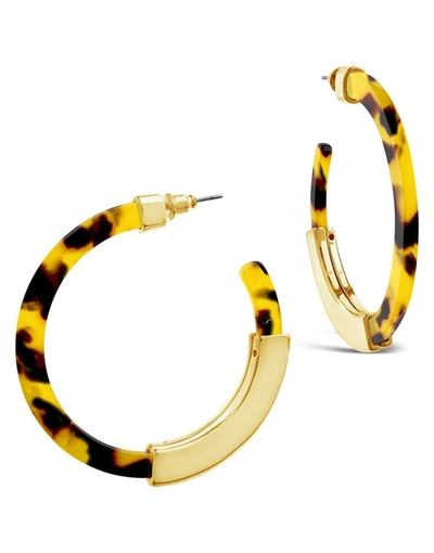 Sterling Forever 2" Resin Bar Hoops In Grey