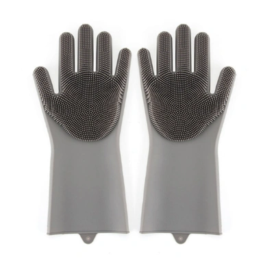 True & Tidy Sg-100 Multi-purpose Silicon Scrubbing Gloves In Grey