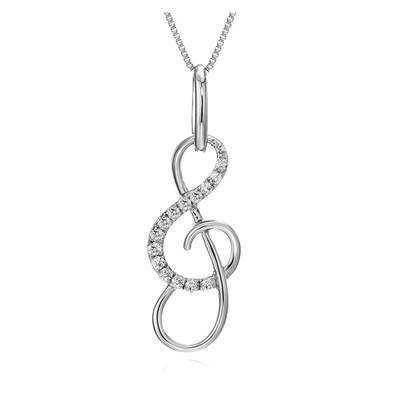 Vir Jewels 1/10 Cttw Diamond Musical Pendant 10k White Gold With 18 Inch Chain In Silver