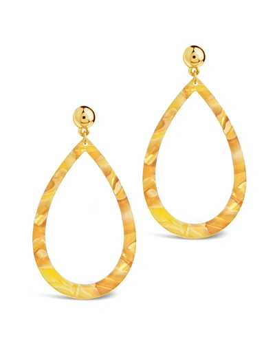 Sterling Forever Teardrop Resin Stud Earrings In Gold