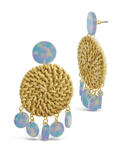 Sterling Forever Woven Stud Drop With Resin In Multi