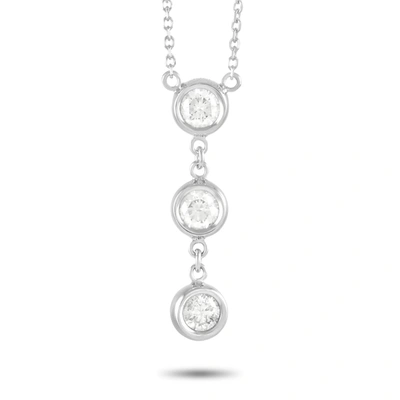 Non Branded Lb Exclusive 14k White Gold 0.45ct Diamond Pendant Necklace In Silver