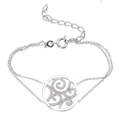 Vir Jewels 1/20 Cttw Diamond Charm Bracelet Brass With Rhodium Plating Circle Design In Silver