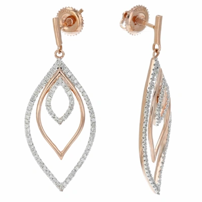 Vir Jewels 1/2 Cttw Diamond Marquise Shape Dangle Earrings 10k White And Rose Gold 1.50 Inch