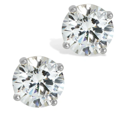 Savvy Cie Jewels 14kt Post / Ss 6mm Swarovski Crystal Stud Earrings In Silver