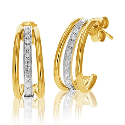 Vir Jewels 1/10 Cttw Diamond Hoop Earrings Yellow Gold Plated Over Sterling Silver