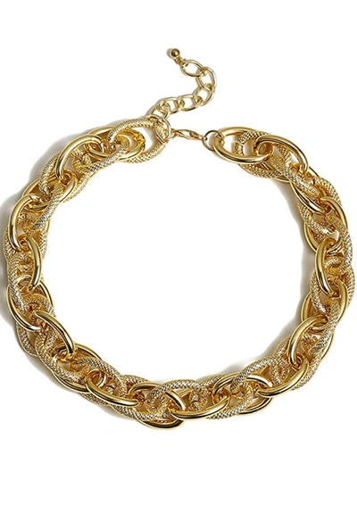 Liv Oliver 18k Gold Textured Link Necklace