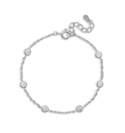 Liv Oliver Sterling Silver Cz Station Bracelet