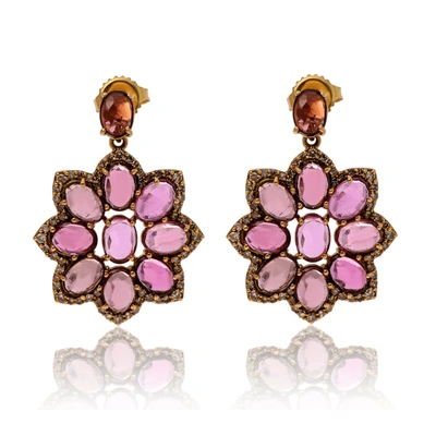 Bavna 18k Rose Gold, Pink Tourmaline 11.22ct. Tw. And Diamond 1.15ct. Tw. Drop Earrings