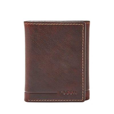 Fossil Men's Allen Rfid Leather Trifold In Brown