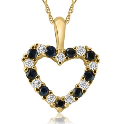 Pompeii3 1/2ct Blue Sapphire & Diamond Heart Pendant In 14k White, Yellow, Or Rose Gold In Silver
