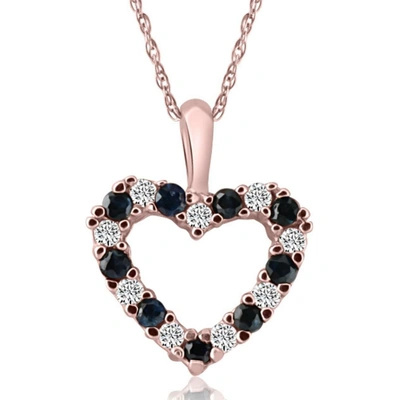 Pompeii3 1/2ct Blue Sapphire & Diamond Heart Pendant In 14k White, Yellow, Or Rose Gold In Pink