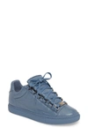Balenciaga Crinkled Leather Lace-up Sneakers In Blue Leather