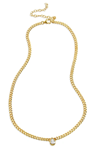 Savvy Cie Jewels 18k Gold Pl. Pear Cz Neck. In White