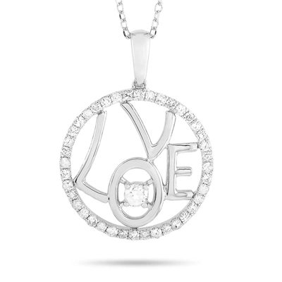 Non Branded Lb Exclusive 14k White Gold 0.30 Ct Diamond Pendant Necklace In Silver