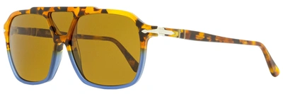 Persol Men's Navigator Sunglasses Po3223s 112033 Brown Tortoise/opal Blue 59mm In Yellow