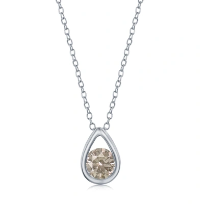 Simona Sterling Silver Pearshaped Necklace W/round 'june Birthstone' - Alexandrite