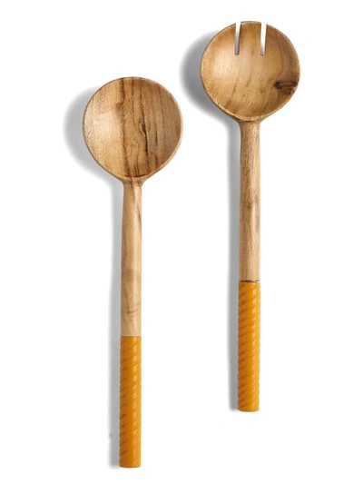 Tiramisu Resin & Wood Salad Server 2 Piece Set In Orange