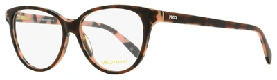 Emilio Pucci Women's Oval Eyeglasses Ep5077 050 Rose Havana 53mm In Blue