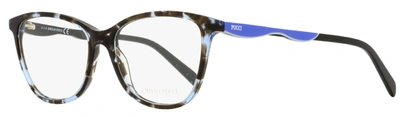 Emilio Pucci Women's Rectangular Eyeglasses Ep5095 055 Blue Havana 54mm In Black
