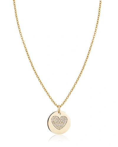 Ariana Rabbani Diamond Disc Heart Necklace In White