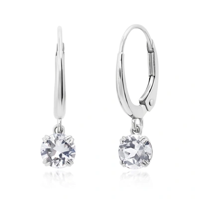 Nicole Miller 10k White Or Yellow Gold Round Cut 5mm Gemstone Dangle Lever Back Earrings With Push Backs