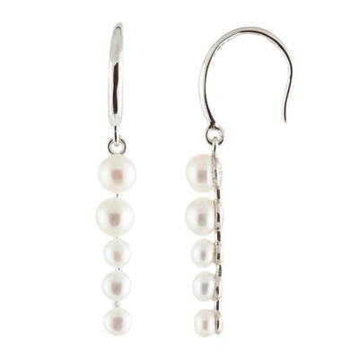 Splendid Pearls Sterling Silver Graduated Freshwater Pearl Earrings In White