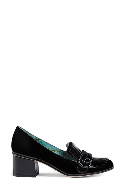 Gucci Marmont Gg Patent Leather Loafer Pumps In Black