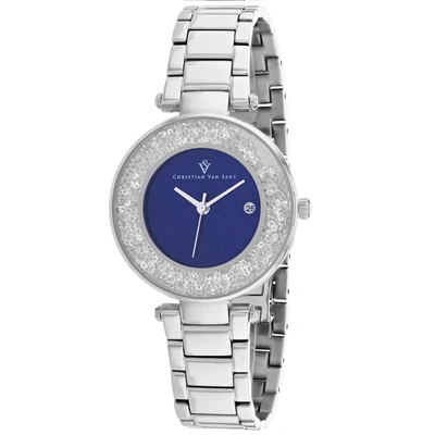 Christian Van Sant Women's Blue Dial Watch In Silver