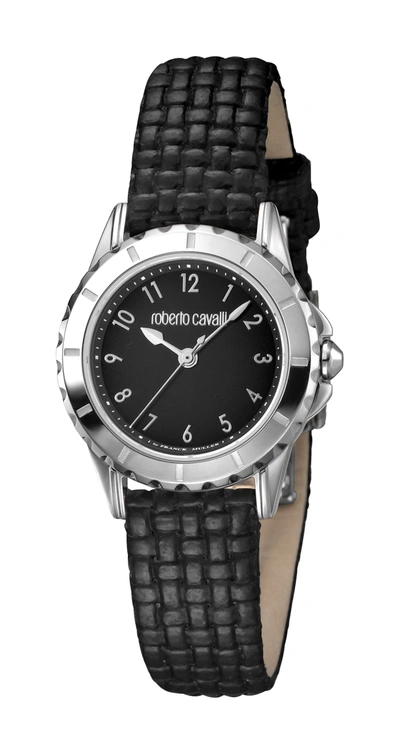 Roberto Cavalli By Franck Muller Roberto Cavalli Women's Black Dial Black Leather Watch