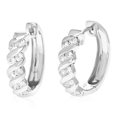 Vir Jewels 1 Cttw Round Lab Grown Diamond Hoop Earrings .925 Sterling Silver Channel Set 3/4 Inch