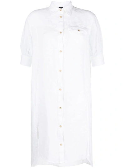 Fay Short-sleeved Linen Shirt Dress In White