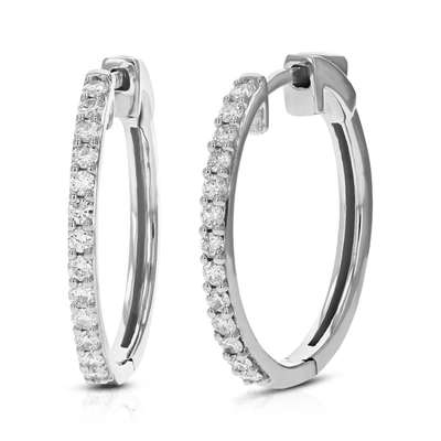 Vir Jewels 1/2 Cttw 26 Stones Si2-i1 Clarity Round Lab Grown Diamond Hoop Earrings Prong Settings On .925 Sterl In Silver