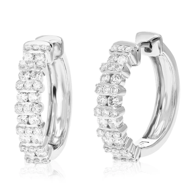 Vir Jewels 1 Cttw 66 Stones Round Lab Grown Diamond Hoop Earrings .925 Sterling Silver Prong Set 3/4 Inch