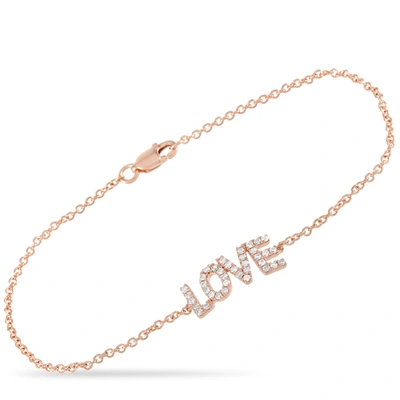 Non Branded Lb Exclusive 14k Rose Gold 0.30 Ct Diamond Love Bracelet