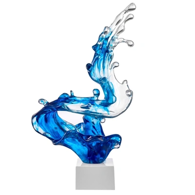 Finesse Decor Braker Wave Sculpture //  Ocean Blue, 21" Tall