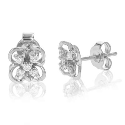 Vir Jewels 1/5 Cttw Round Cut Lab Grown Diamond Stud Earrings .925 Sterling Silver Prong Set On Flower Design