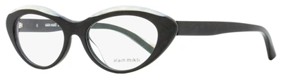 Alain Mikli Women's Fleurette Eyeglasses A03106 001 Noir Blanc Mikli 53mm In Black