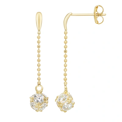 Ballstudz 14k Gold Cubic Zirconia Linear Drop Earrings In Silver