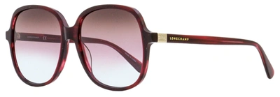 Longchamp Women's Square Sunglasses Lo668s 514 Marble Rouge 58mm In Red