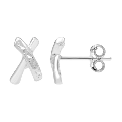 Ballstudz Sterling Silver X Shaped Stud Earrings