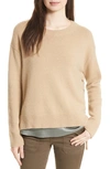 Vince Cashmere Lace-up Pullover Sweater In Camel
