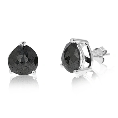 Vir Jewels 6.50 Cttw Pear Shape Black Diamond Stud Earrings .925 Sterling Silver Prong Set