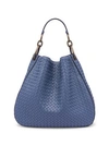 Bottega Veneta Woven Nappa Leather Hobo Bag In Blue