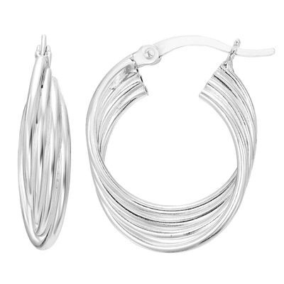 Ballstudz Sterling Silver Multi Layered Hoop Earrings