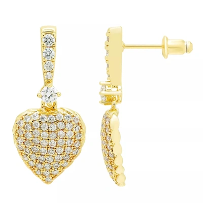 Ballstudz Gold-tone Heart Drop Earrings In Silver