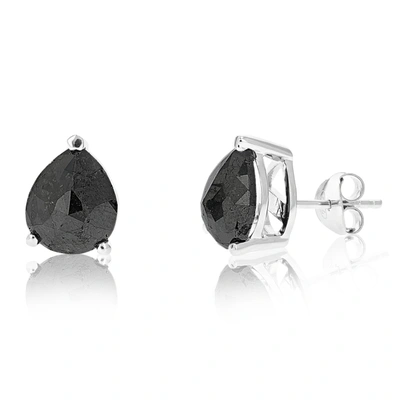 Vir Jewels 5.50 Cttw Pear Shape Black Diamond Stud Earrings .925 Sterling Silver Prong Set