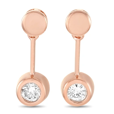 Non Branded Lb Exclusive 14k Rose Gold 0.25 Ct Diamond Earrings In Pink