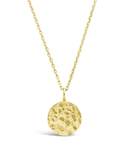 Sterling Forever Sterling Silver Hammered Disk Pendant In Gold